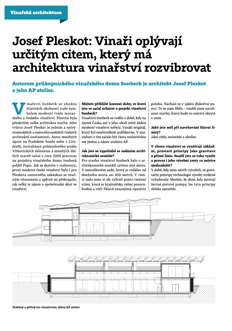 Josef Pleskot: Vinaři oplývají určitým citem, který má architektura vinařství rozvibrovat